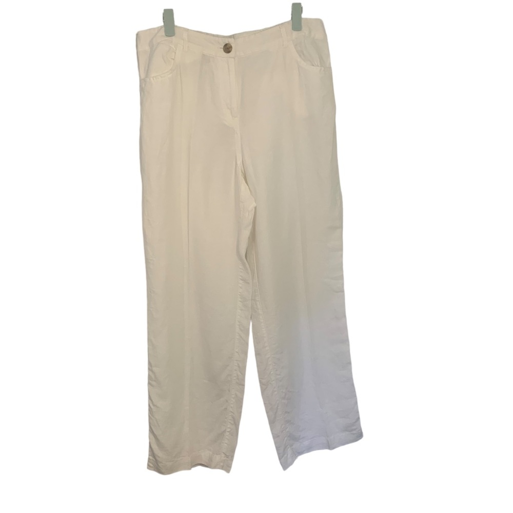 Chicos 100% White Linen Pants with Pockets Size 1.5 Regular Size 10